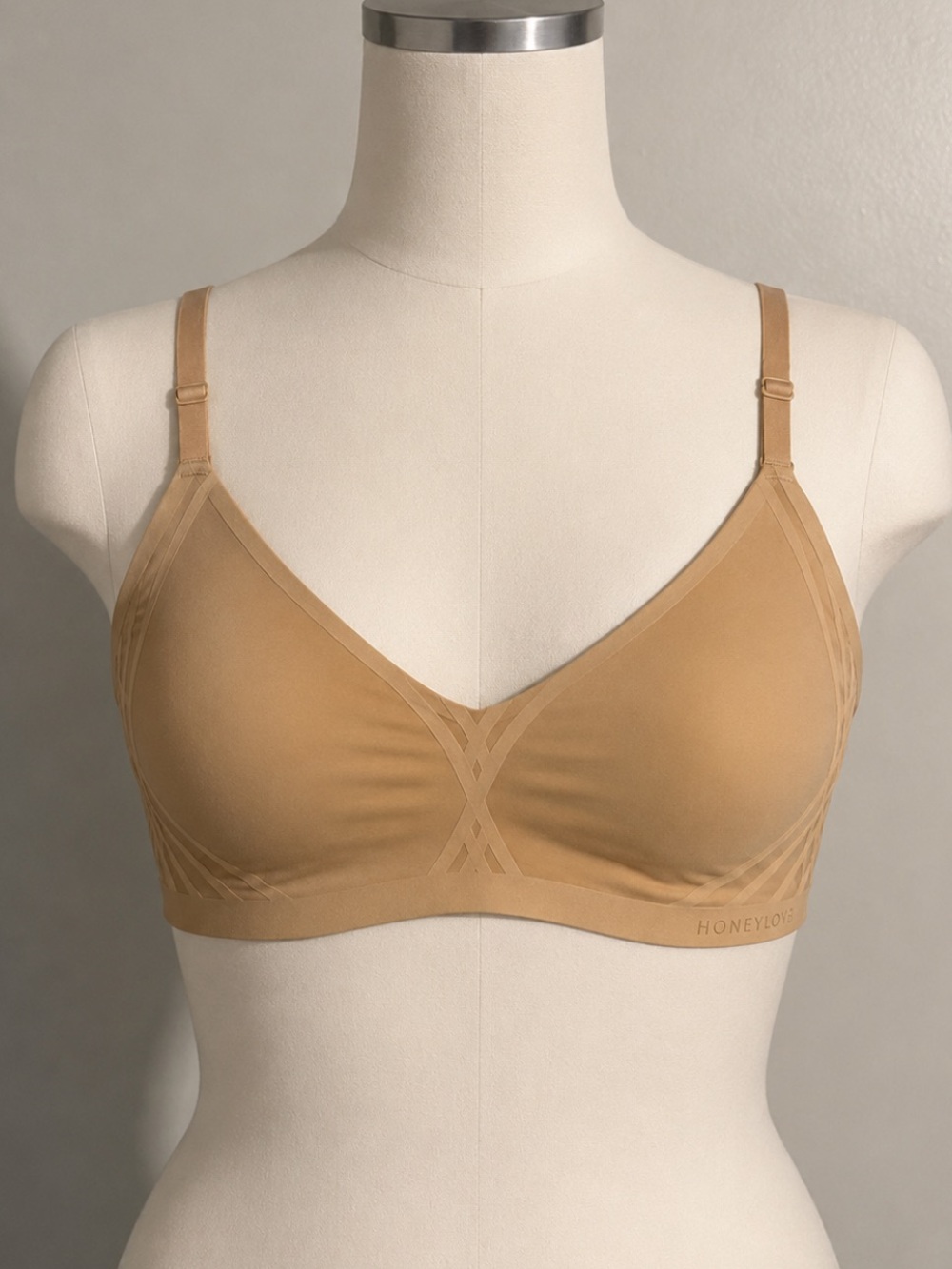 HoneyLove Silhouette Bra XL 38 D/DD Nude Wireless Comfort Convertible